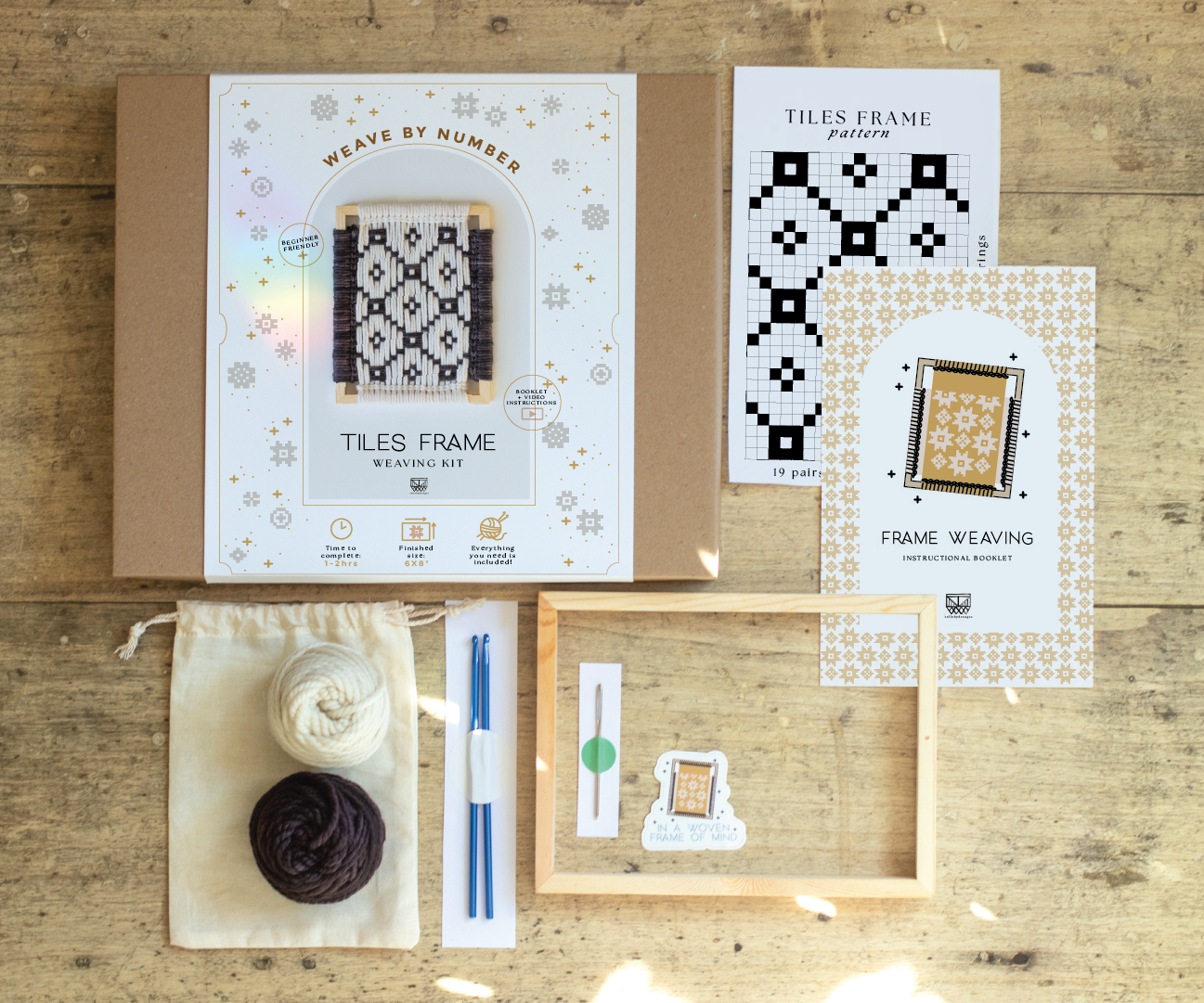 Tiles: Weave by Number. Frame Weaving Kit. Supplies + Instructions